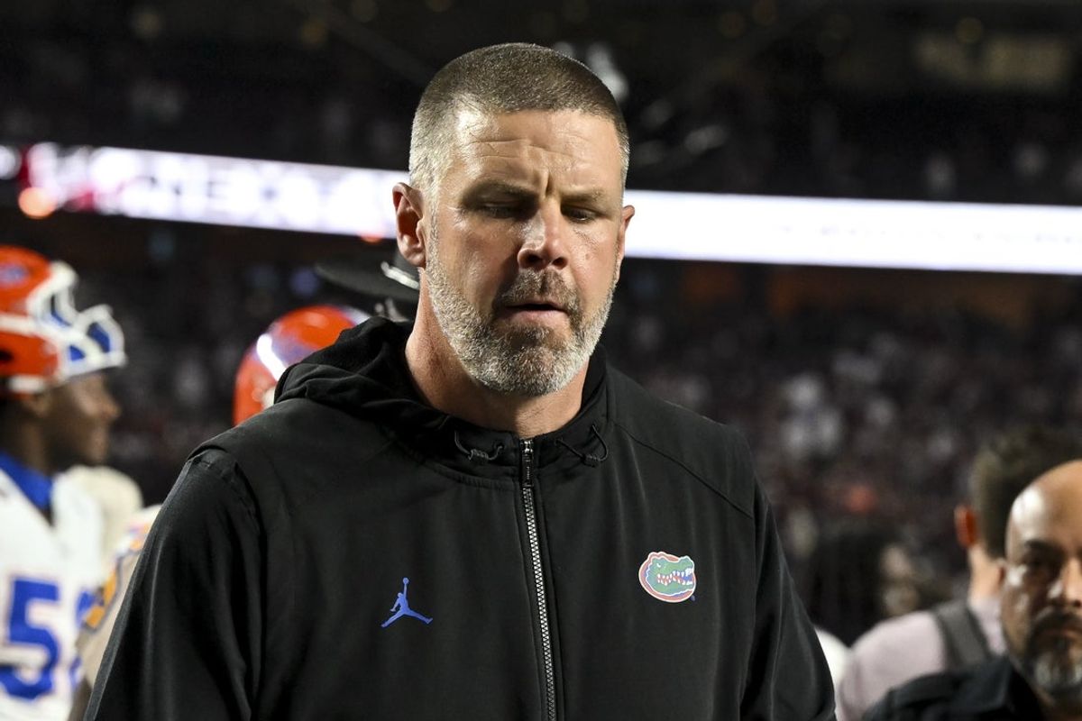 Oct 11, 2025; College Station, Texas, USA; Florida Gators head coach Billy Napier walks off the field after the game against the Texas A&M Aggies at Kyle Field. Mandatory Credit: Maria Lysaker-Imagn Images