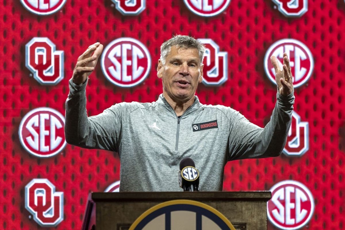 Oct 15, 2025; Birmingham, AL, USA; Oklahoma Sooners head coach Porter Moser talks with the media during SEC Media Days at Grand Bohemian Hotel. Mandatory Credit: Vasha Hunt-Imagn Images