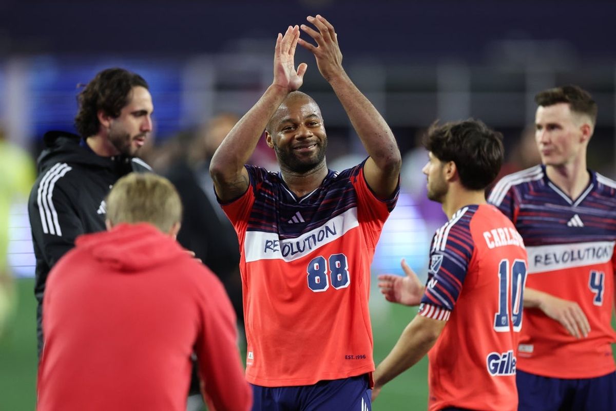 Oct 18, 2025; Foxborough, Massachusetts, USA; New England Revolution defender Andrew Farrell (88) looks on after a game against Chicago Fire FC at Gillette Stadium. Mandatory Credit: Paul Rutherford-Imagn Images