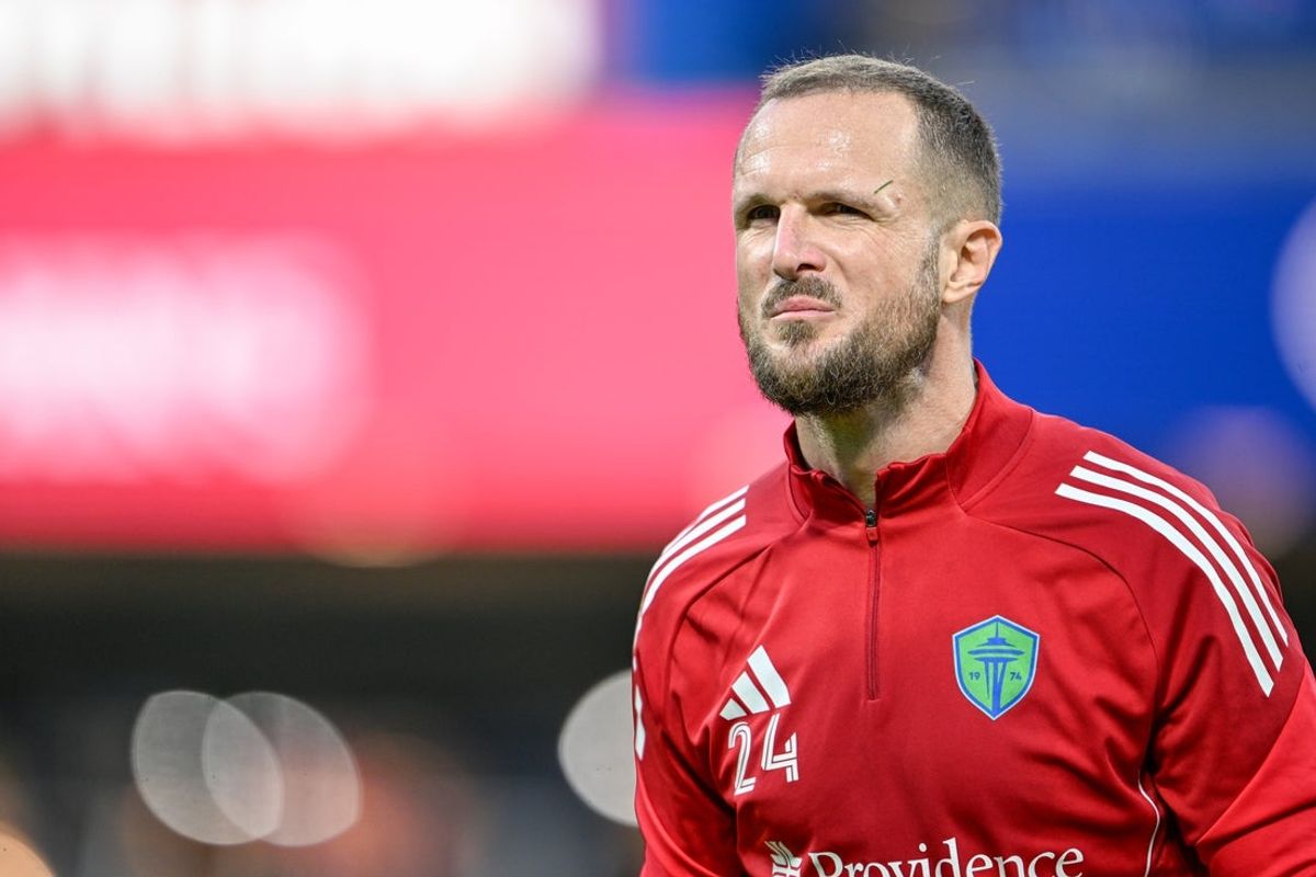 Oct 18, 2025; New York, New York, USA; Seattle Sounders goalkeeper Stefan Frei (24) before the match against New York City FC at Citi Field. Mandatory Credit: Mark Smith-Imagn Images