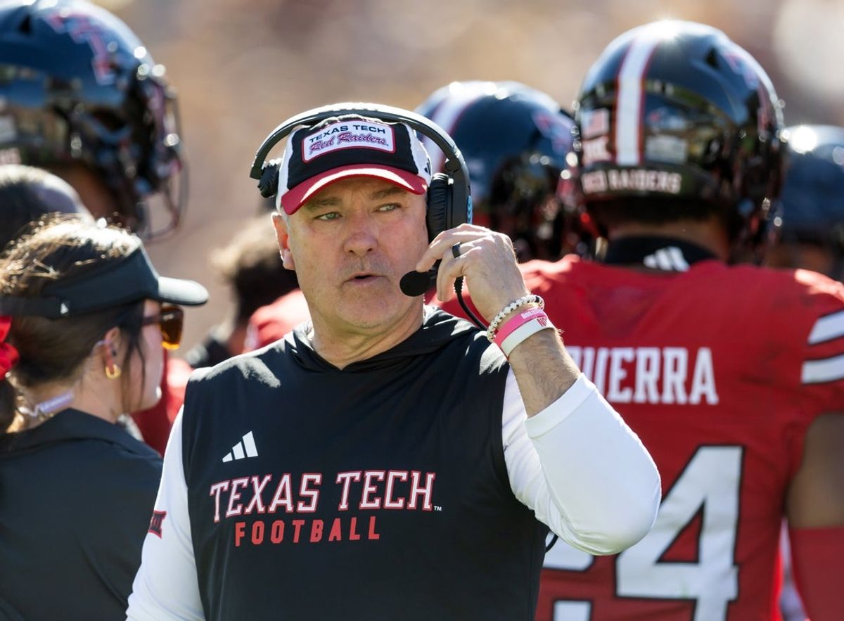 Oct 18, 2025; Tempe, Arizona, USA; Texas Tech Red Raiders head coach Joey McGuire against the Arizona State Sun Devils in the first half at Mountain America Stadium. Mandatory Credit: Mark J. Rebilas-Imagn Images