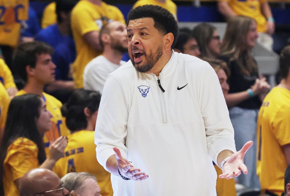 Oct 19, 2025; Pittsburgh, PA, USA;  Pittsburgh Panthers head coach Jeff Capel reacts to game play against the Providence Friars during the second half at the Petersen Events Center. Mandatory Credit: Charles LeClaire-Imagn Images