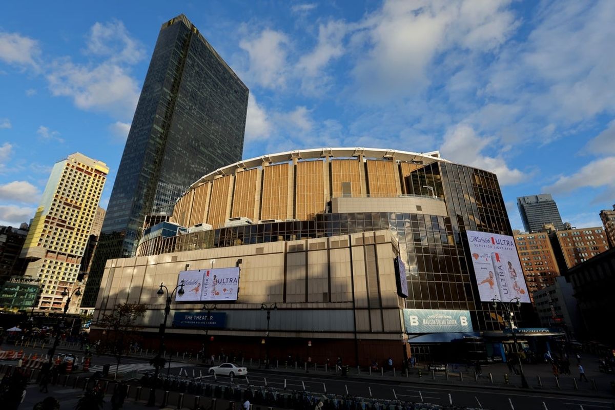 Oct 20, 2025; New York, New York, USA; General exterior view of Madison Square Garden before a game between the New York Rangers and Minnesota Wild. Mandatory Credit: Brad Penner-Imagn Images