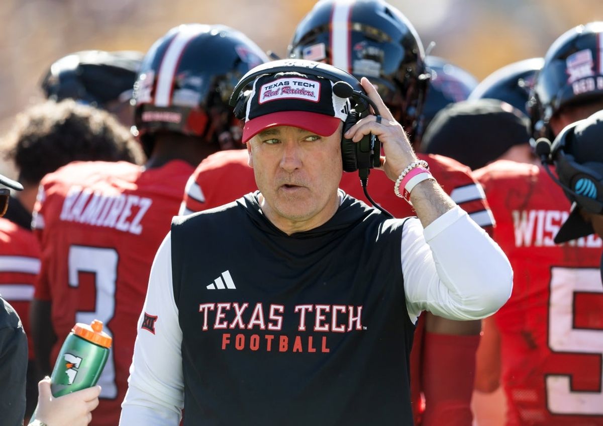 Oct 18, 2025; Tempe, Arizona, USA; Texas Tech Red Raiders head coach Joey McGuire against the Arizona State Sun Devils at Mountain America Stadium. Mandatory Credit: Mark J. Rebilas-Imagn Images