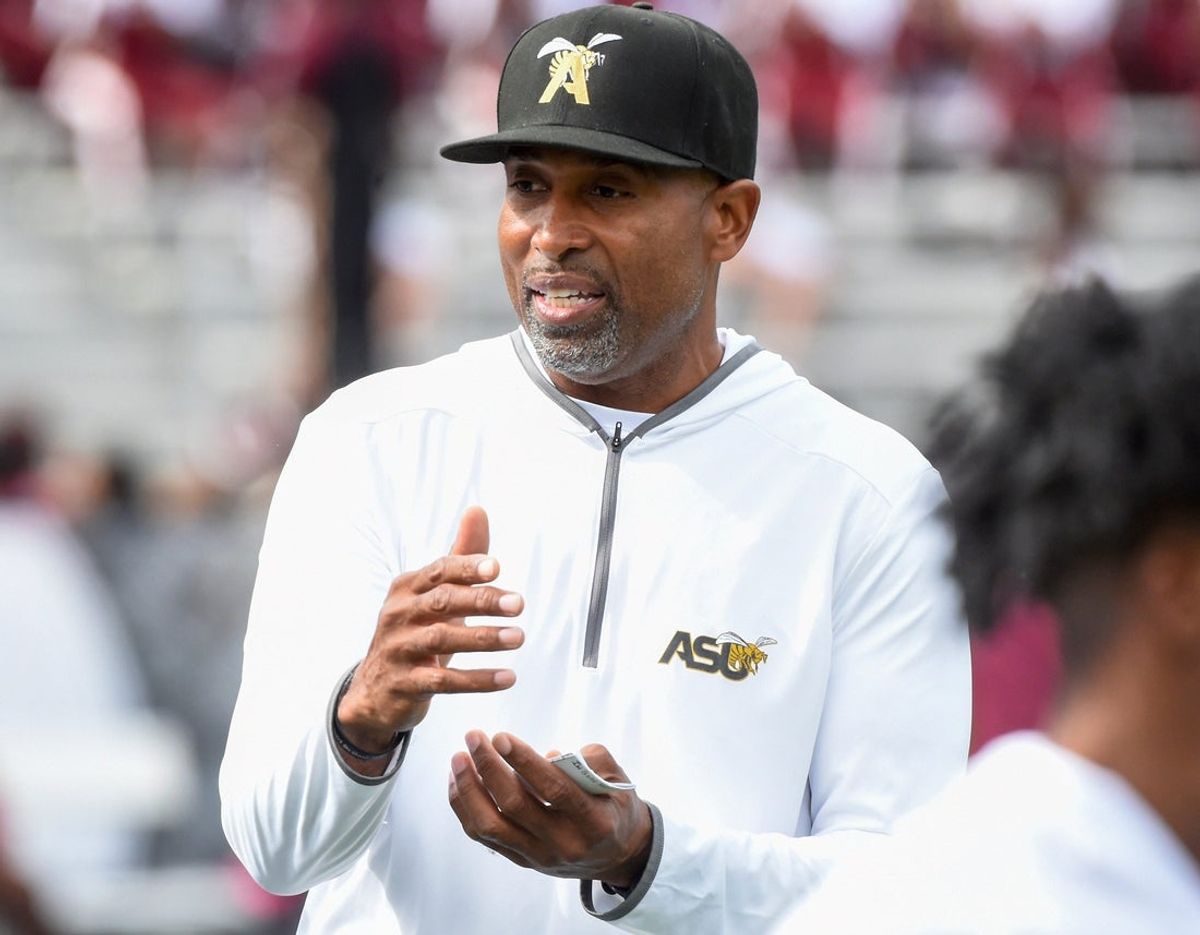 Alabama State University head coach Eddie Robinson, Jr., before the Magic City Classic at Legion Field in Birmingham, Ala., on Saturday October 25, 2025.