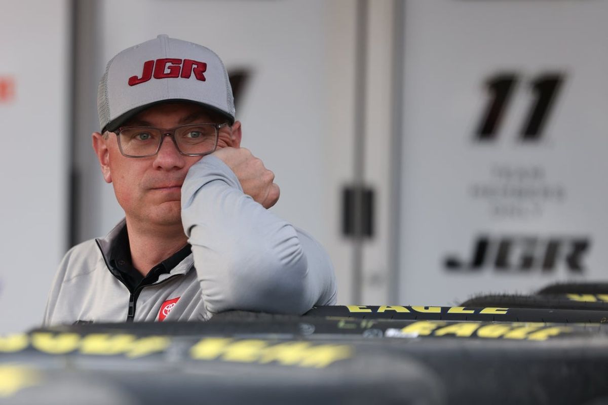 Oct 25, 2025; Martinsville, Virginia, USA; Joe Gibbs Racing competition director Chris Gabehart before NASCAR Cup Series Xfinity 500 Practice and Qualifying at Martinsville Speedway. Mandatory Credit: Greg Atkins-Imagn Images