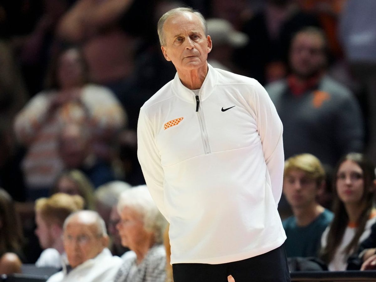 Tennessee basketball coach Rick Barnes during the college basketball exhibition game against Duke on October 26, 2025, in Knoxville, Tenn.