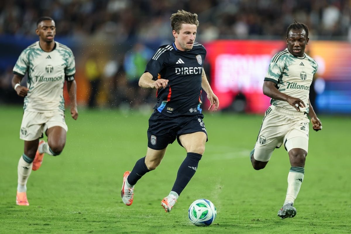 Oct 26, 2025; San Diego, California, USA; San Diego FC midfielder Anders Dreyer (10) moves downfield during the second half against Portland Timbers at Snapdragon Stadium. Mandatory Credit: Chadd Cady-Imagn Images