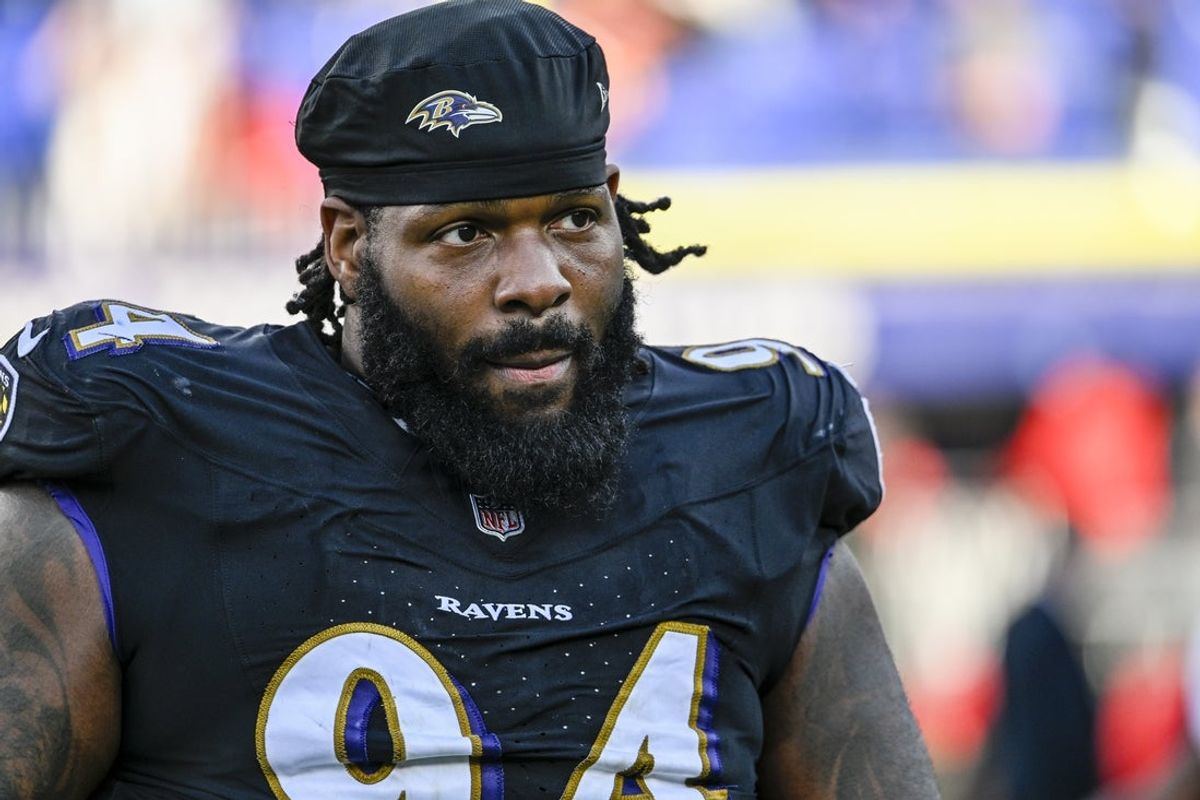 Oct 26, 2025; Baltimore, Maryland, USA;  Baltimore Ravens defensive tackle John Jenkins (94) on the field after the game against the Chicago Bears at M&T Bank Stadium. Mandatory Credit: Tommy Gilligan-Imagn Images