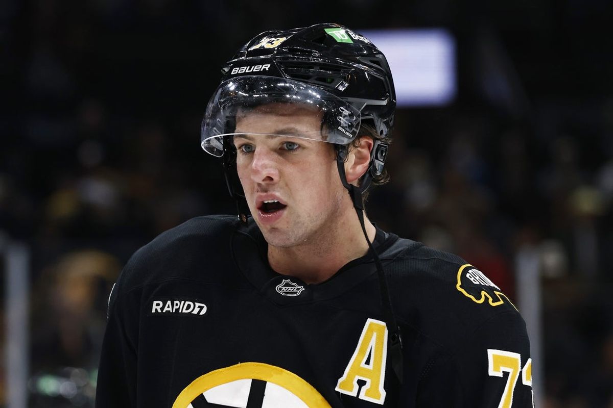 Oct 25, 2025; Boston, Massachusetts, USA; Boston Bruins defenseman Charlie McAvoy (73) during the game against the Colorado Avalanche at TD Garden. Mandatory Credit: Winslow Townson-Imagn Images