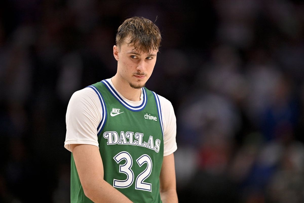 Oct 27, 2025; Dallas, Texas, USA; Dallas Mavericks forward Cooper Flagg (32) looks on during the second half against the Oklahoma City Thunder at the American Airlines Center. Mandatory Credit: Jerome Miron-Imagn Images