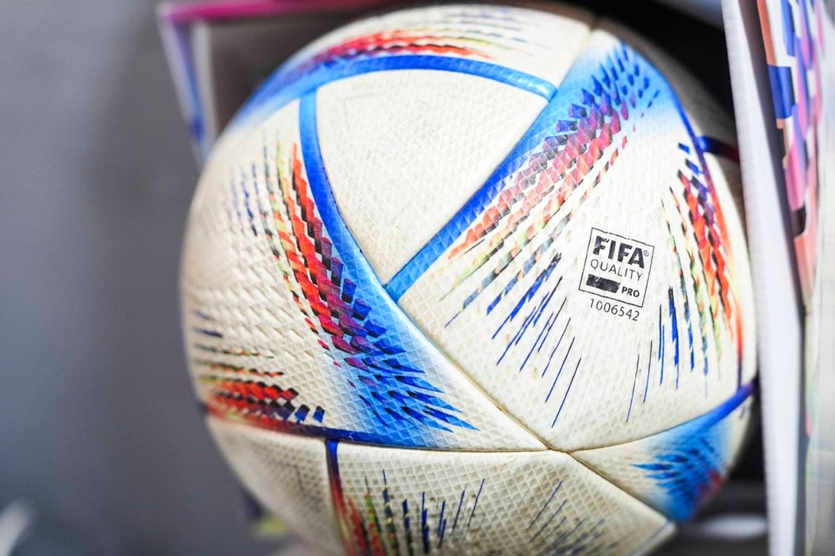 The official 2022 FIFA World Cup in Qatar ball at the research area for turf for the 2026 FIFA World Cup at the University of Tennessee's East Tennessee AgResearch and Education Center-Plant Sciences Unit on Oct. 21, 2025.