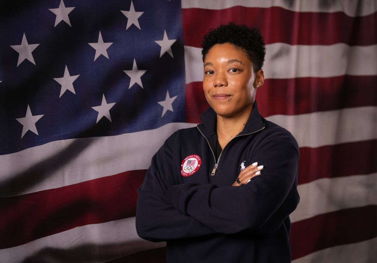 Oct 28, 2025; New York, NY, UNITED STATES; Mystique Ro poses for a photo during the U.S. Olympic Team Media Summit in preparation for the 2026 Milan Olympic Winter Games at Javits Center. Mandatory Credit: Robert Deutsch-Imagn Images