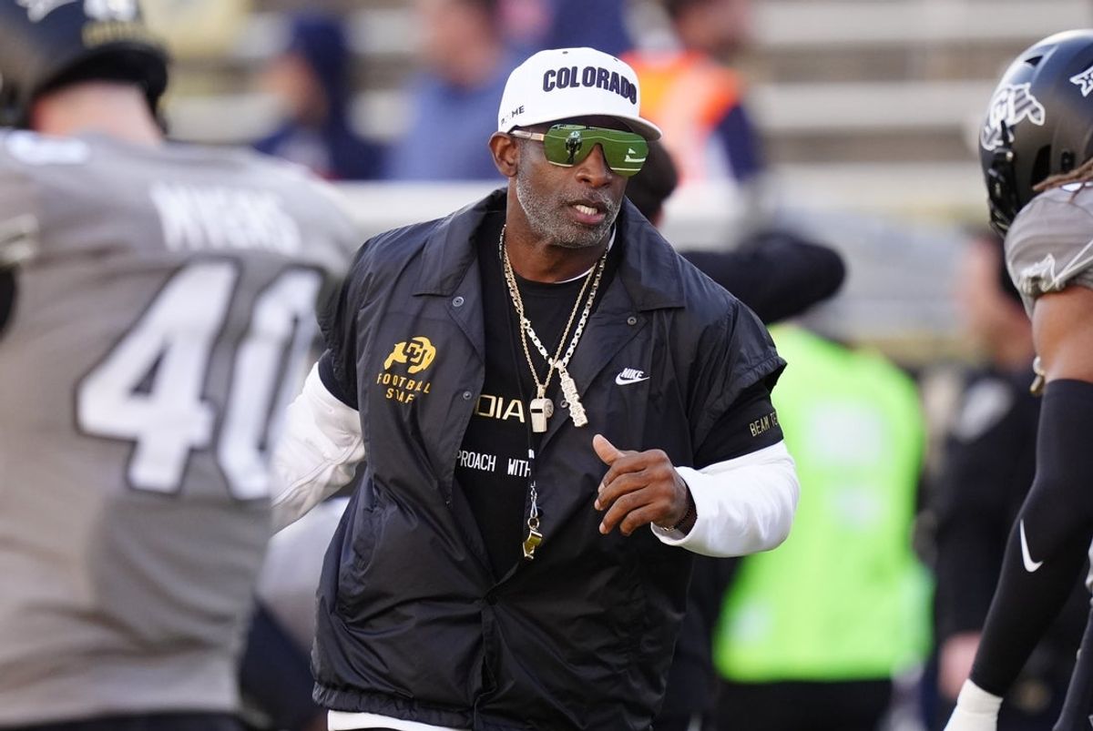 Nov 1, 2025; Boulder, Colorado, USA; Colorado Buffaloes head coach Deion Sanders before the game against the Arizona Wildcats at Folsom Field. Mandatory Credit: Ron Chenoy-Imagn Images