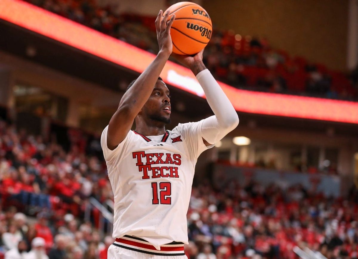Texas Tech's Donovan Atwell shoots a 3-pointer against Lindenwood during a non-conference men's basketball game, Tuesday, Nov. 4, 2025, at United Supermarkets Arena.