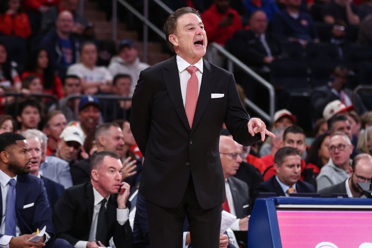 Nov 8, 2025; New York, New York, USA;  St. John's Red Storm head coach Rick Pitino yells out instructions in the first half against the Alabama Crimson Tide at Madison Square Garden. Mandatory Credit: Wendell Cruz-Imagn Images
