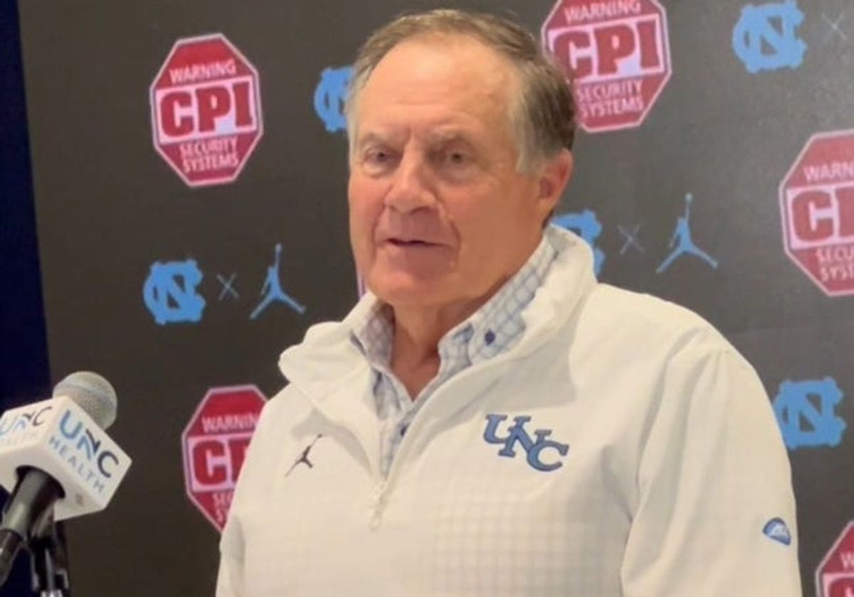 UNC football coach Bill Belichick during a postgame press conference on Nov. 8, 2025 after the Tar Heels' win vs. Stanford