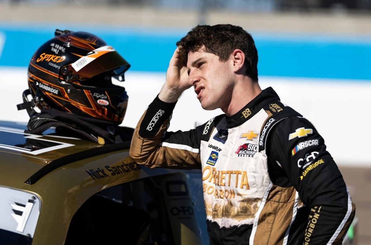 Nov 1, 2025; Avondale, Arizona, USA; NASCAR Xfinity Series driver Nick Sanchez (48) during the Xfinity Series Championship race at Phoenix Raceway. Mandatory Credit: Mark J. Rebilas-Imagn Images