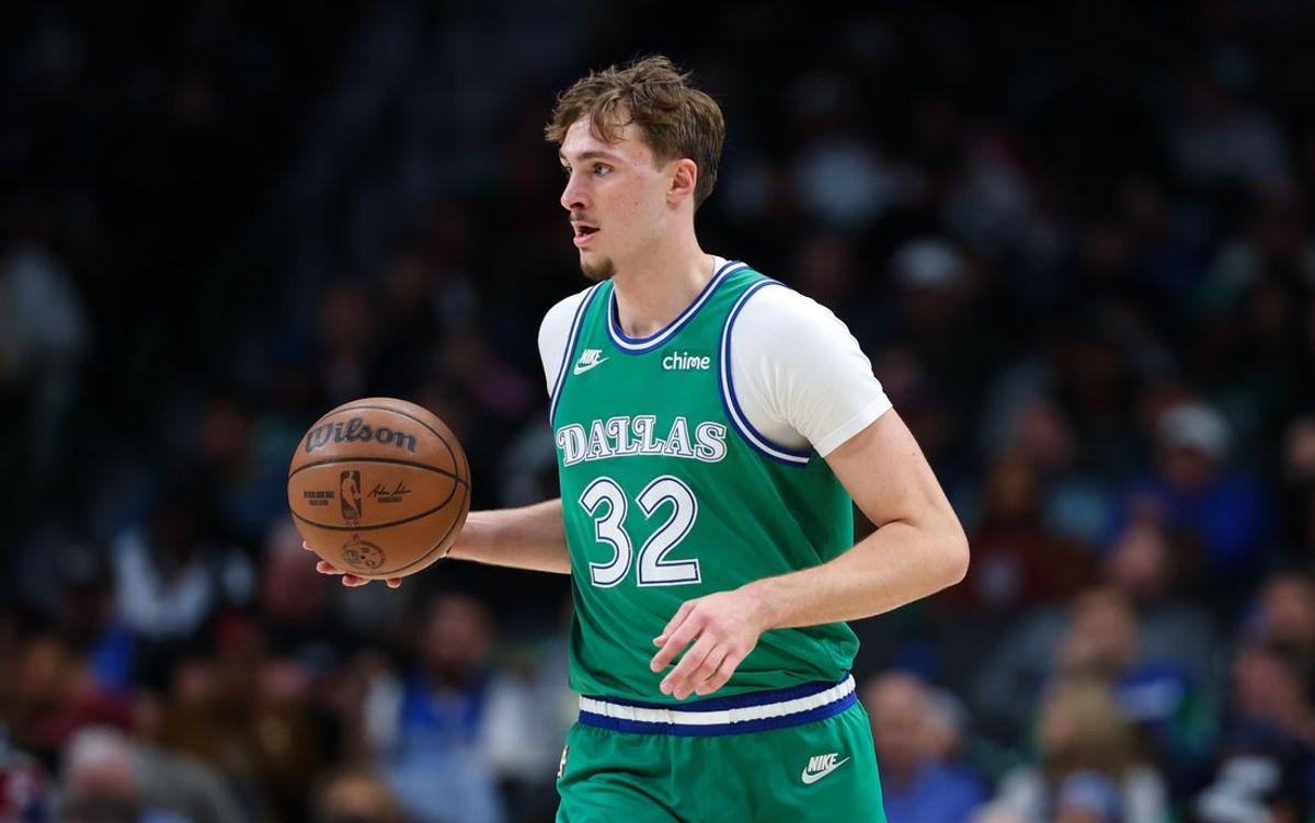 Nov 10, 2025; Dallas, Texas, USA;  Dallas Mavericks forward Cooper Flagg (32) dribbles during the third quarter against the Milwaukee Bucks at American Airlines Center. Mandatory Credit: Kevin Jairaj-Imagn Images