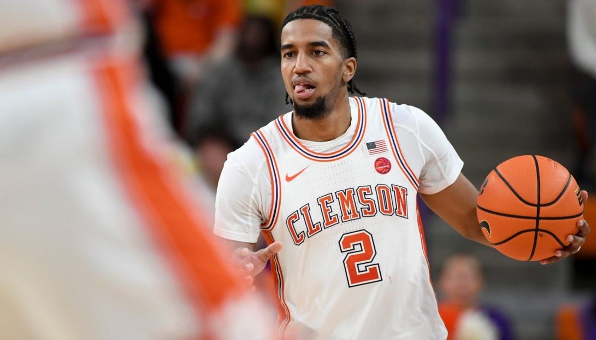 Clemson Tigers guard Dillon Hunter (2) drives to the basket Tuesday, Nov. 11, 2025, during the NCAA men’s basketball game against the Morehead State Eagles at Littlejohn Coliseum in Clemson, South Carolina. Clemson Tigers won 83-56.