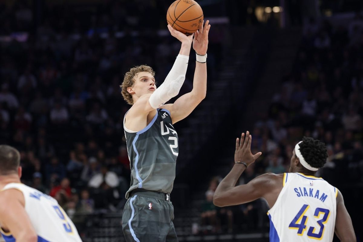 Nov 11, 2025; Salt Lake City, Utah, USA; Utah Jazz forward Lauri Markkanen (23) shoots the ball during the second quarter against the Indiana Pacers at Delta Center. Mandatory Credit: Chris Nicoll-Imagn Images