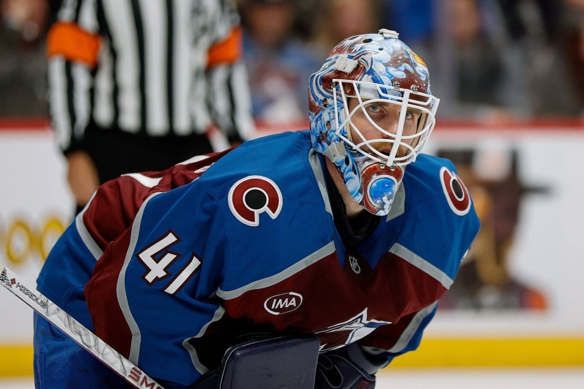 Nov 11, 2025; Denver, Colorado, USA; Colorado Avalanche goaltender Scott Wedgewood (41) in the third period against the Anaheim Ducks at Ball Arena. Mandatory Credit: Isaiah J. Downing-Imagn Images
