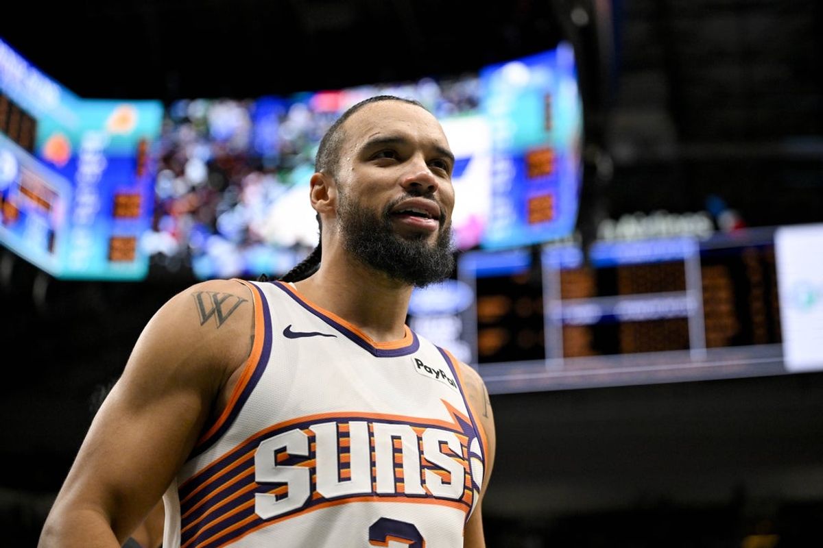 Nov 12, 2025; Dallas, Texas, USA; Phoenix Suns forward Dillon Brooks (3) looks on during the second half against the Dallas Mavericks at the American Airlines Center. Mandatory Credit: Jerome Miron-Imagn Images