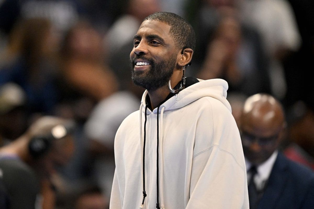 Nov 14, 2025; Dallas, Texas, USA; Dallas Mavericks guard Kyrie Irving looks on during the second half against the LA Clippers in an NBA Cup game at the American Airlines Center. Mandatory Credit: Jerome Miron-Imagn Images