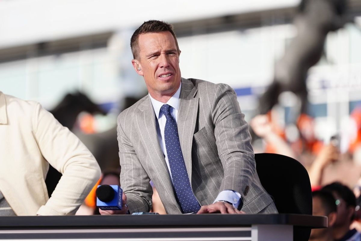 Nov 16, 2025; Denver, Colorado, USA; CBS sports broadcaster Matt Ryan before the game between the Kansas City Chiefs against the Denver Broncos at Empower Field at Mile High. Mandatory Credit: Ron Chenoy-Imagn Images