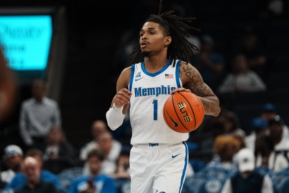 Memphis Tigers' Dug McDaniel against UNLV during a basketball game on Nov. 16, 2025 at the FedExForum in Memphis, Tennessee.