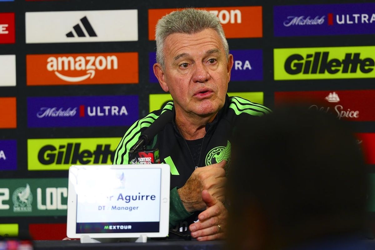 Nov 17, 2025; San Antonio, Texas, USA; Mexico Coach Javier Aguirre Onaindia speaks to the media ahead of his Mexican National Team match against Paraguay at the Alamodome. Mandatory Credit: Daniel Jefferson-Imagn Images