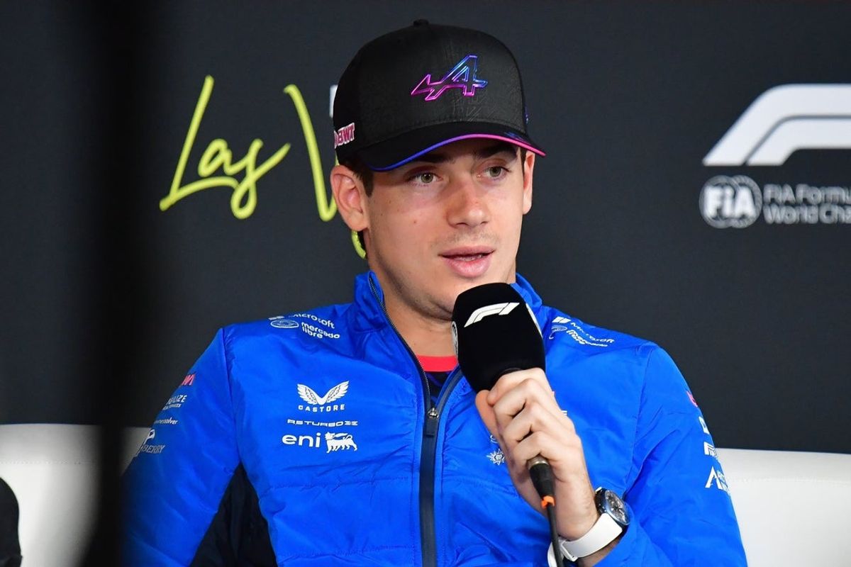 Nov 19, 2025; Las Vegas, NV, USA; Alpine driver Franco Colapinto (43) during media availabilities at Las Vegas Strip Circuit. Mandatory Credit: Gary A. Vasquez-Imagn Images