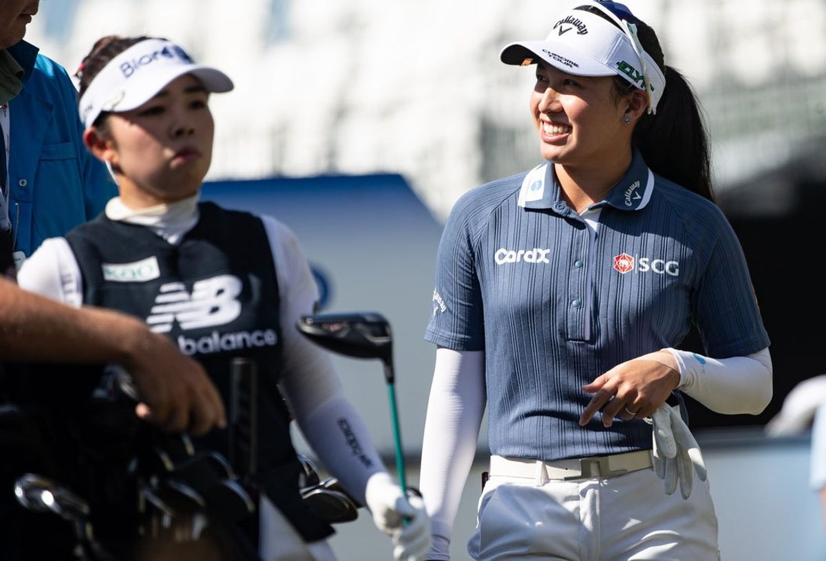 Jeeno Thitikul takes part in the first round of the 2025 CME Group Tour Championships at Tiburon Golf Club at the Ritz Carlton Golf Resort in Naples on Thursday, Nov. 20, 2025. She is the #1 ranked player in the world and the defending champion.