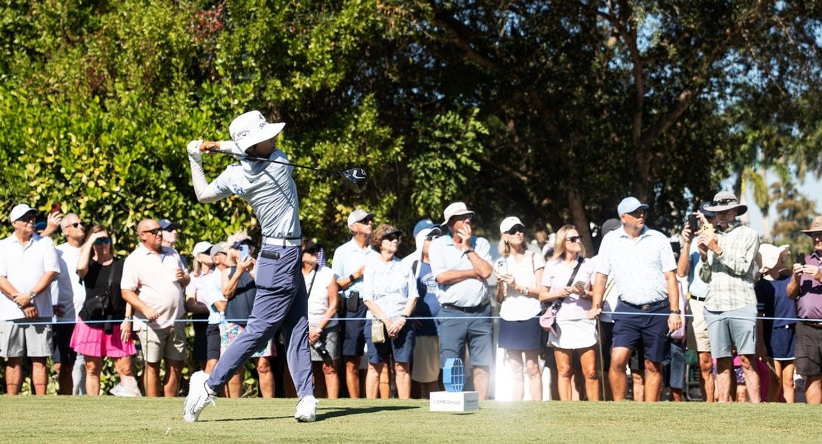 Somi Lee takes part in the first round of the 2025 CME Group Tour Championships at Tiburon Golf Club at the Ritz Carlton Golf Resort in Naples on Thursday, Nov. 20, 2025. Thursday, Nov. 20, 2025.