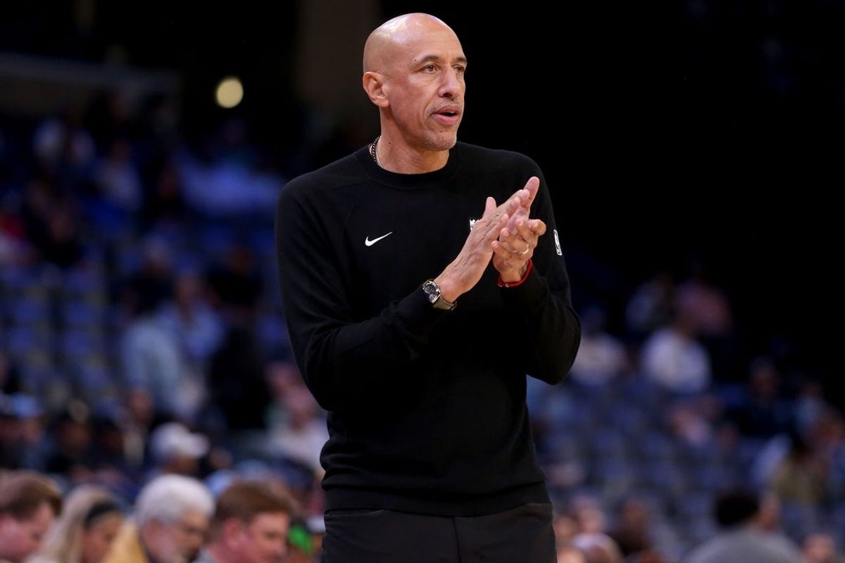 Nov 20, 2025; Memphis, Tennessee, USA; Sacramento Kings head coach Doug Christie reacts during the third quarter against the Memphis Grizzlies at FedExForum. Mandatory Credit: Petre Thomas-Imagn Images