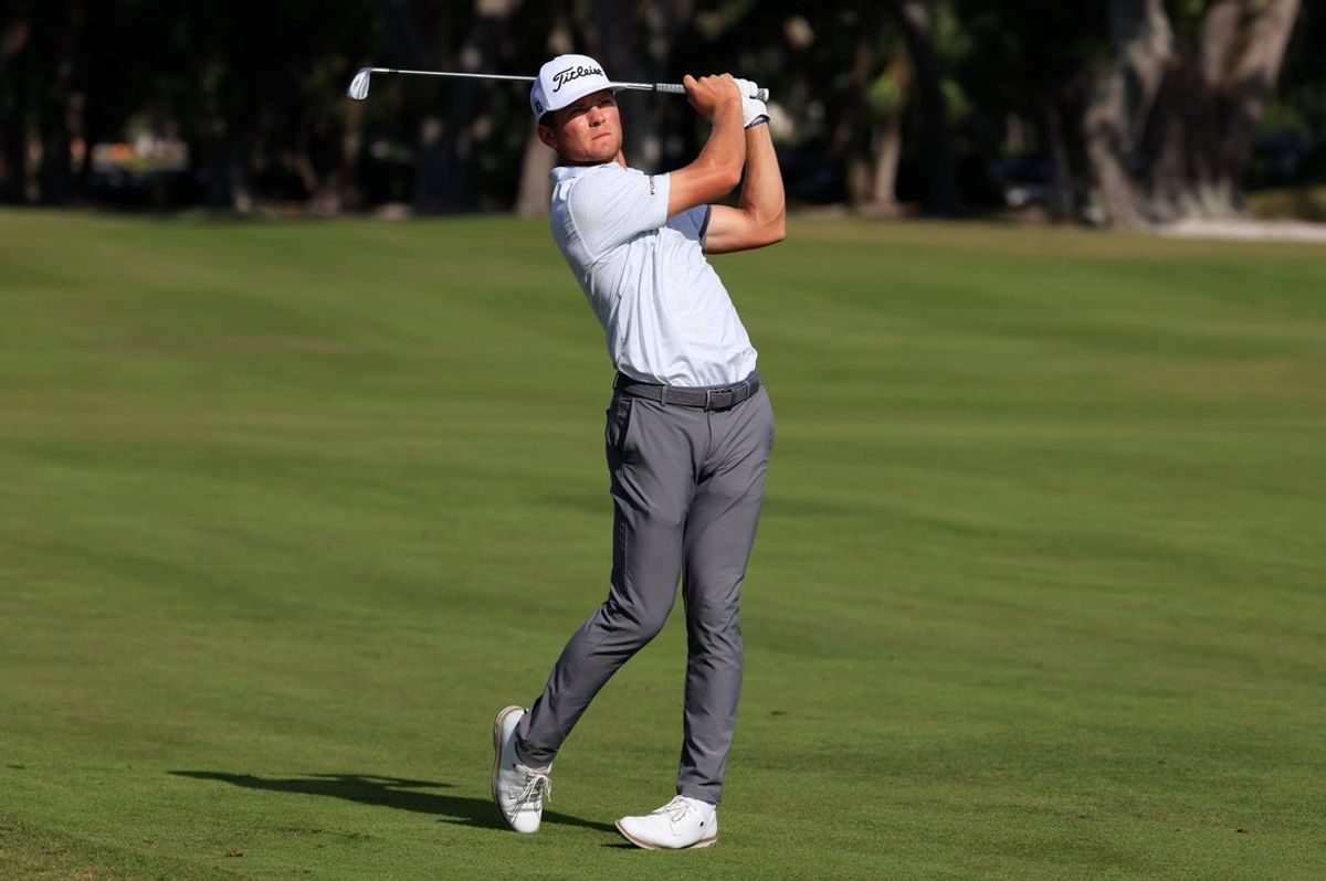 Michael Brennan plays his shot from the ninth fairway during the second day of the RSM Classic PGA golf tournament on the Plantation Course at Sea Island Resort, Friday, Nov. 21, 2025, in St. Simons Island, Ga. Golfers vied to make the cut of the final official PGA Tour event of the season. [Corey Perrine/Florida Times-Union]