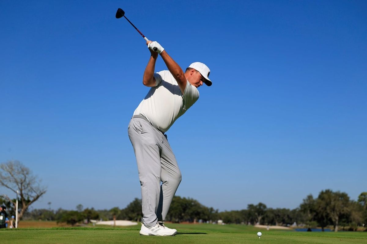 Sami Valimaki tees off on hole 2 during the fourth and final day of the RSM Classic PGA golf tournament on the Seaside Course at Sea Island Resort, Sunday, Nov. 23, 2025, in St. Simons Island, Ga. [Corey Perrine/Florida Times-Union]