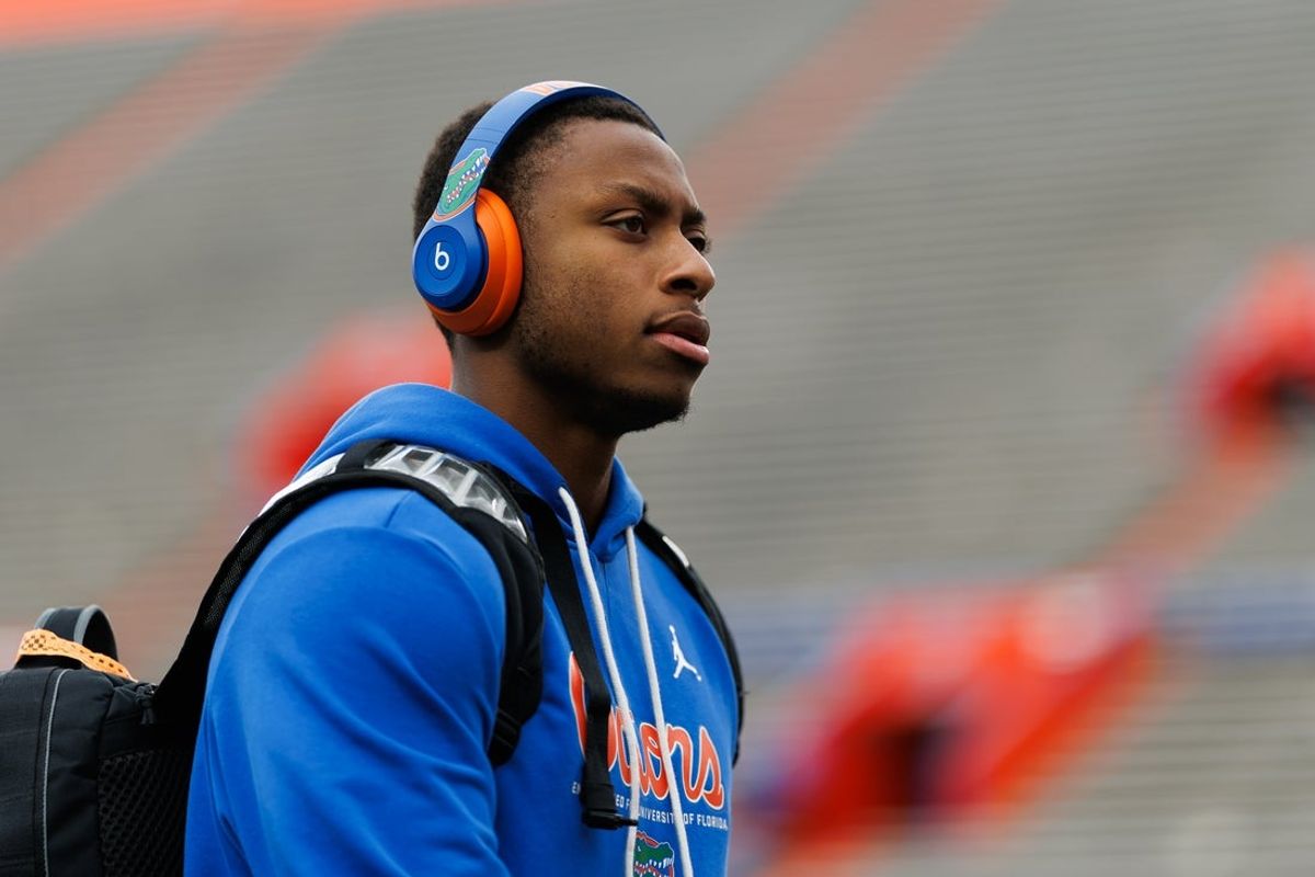 Nov 29, 2025; Gainesville, Florida, USA; Florida Gators quarterback DJ Lagway (2) walks on the field during Gator Walk before a game against the Florida State Seminoles at Ben Hill Griffin Stadium. Mandatory Credit: Matt Pendleton-Imagn Images