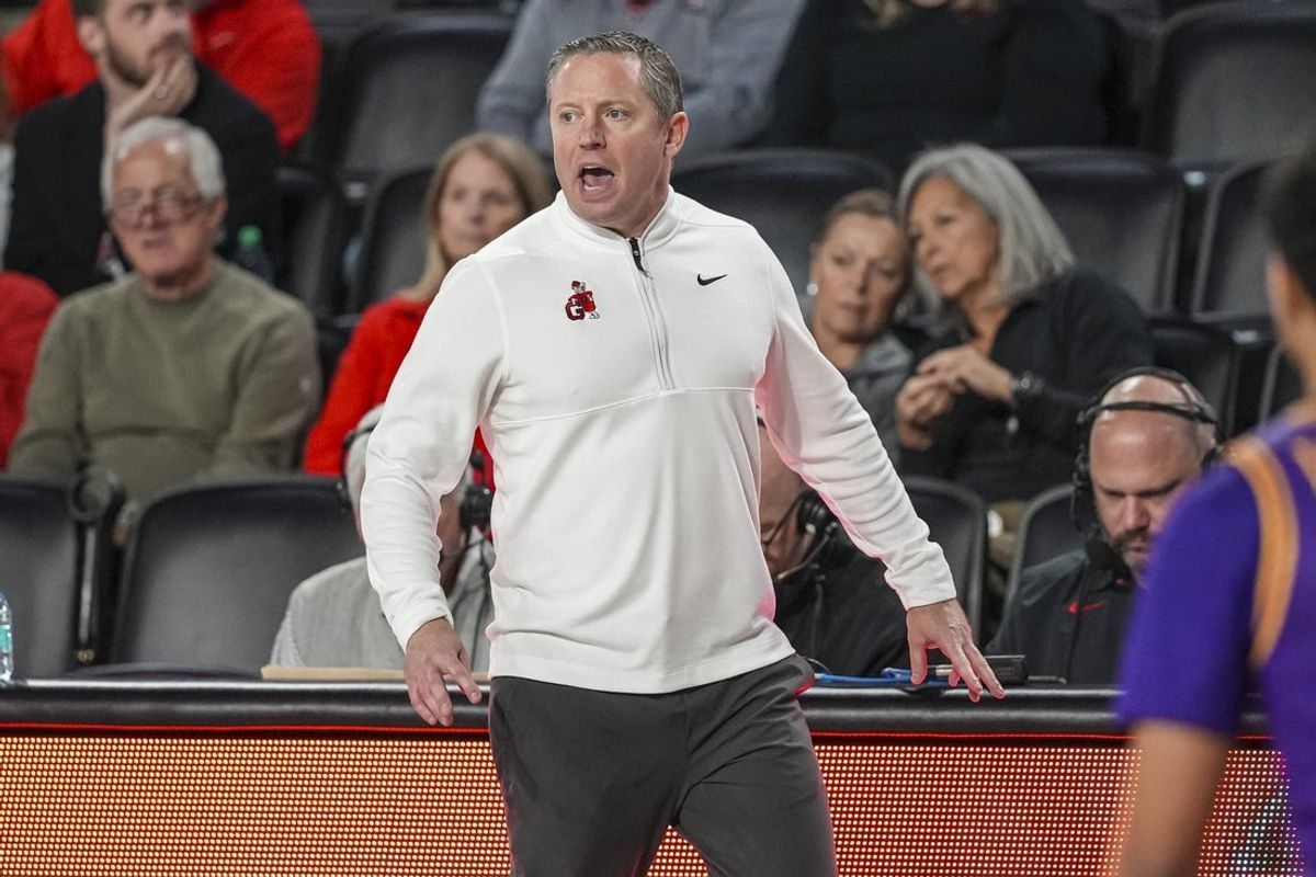 Nov 29, 2025; Athens, Georgia, USA; Georgia Bulldogs head coach Mike White shown on the sidelines during the game against the Tennessee Tech Golden Eagles at Stegeman Coliseum. Mandatory Credit: Dale Zanine-Imagn Images