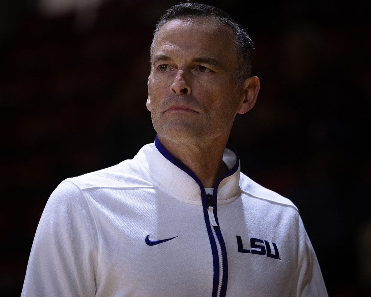 Matt McMahon, LSU's head coach, commands his team against DePaul during the Emerald Coast Classic championship game at Raider Arena in Niceville, Fla., Nov. 29, 2025. The Tigers won the contest 96-63. (Tyler Orsburn/News Herald)