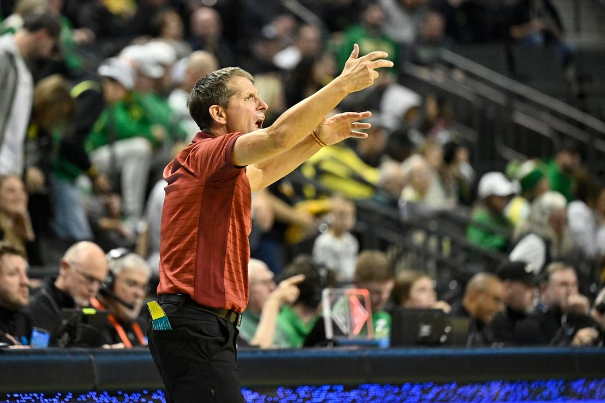 Dec 2, 2025; Eugene, Oregon, USA; Southern California Trojans head coach Eric Musselman during the second half against the Oregon Ducks at Matthew Knight Arena. Mandatory Credit: Craig Strobeck-Imagn Images