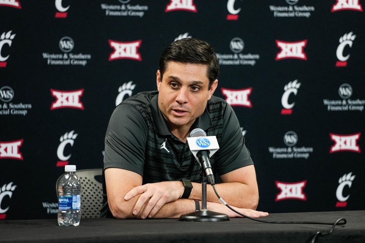 UC Basketball Coach Wes Miller speaks at a press conference on Wednesday December 3, 2025, a few days before the Crosstown Shootout against Xavier.