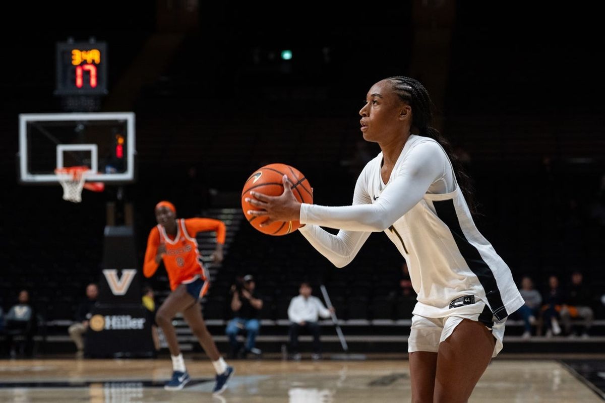 Vanderbilt Commodores guard Mikayla Blakes (1) shoots the ball during the women’s basketball game between the Vanderbilt Commodores and Virginia Cavaliers at Vanderbilt's Memorial Gymnasium in Nashville on Wednesday, Dec. 3, 2025.