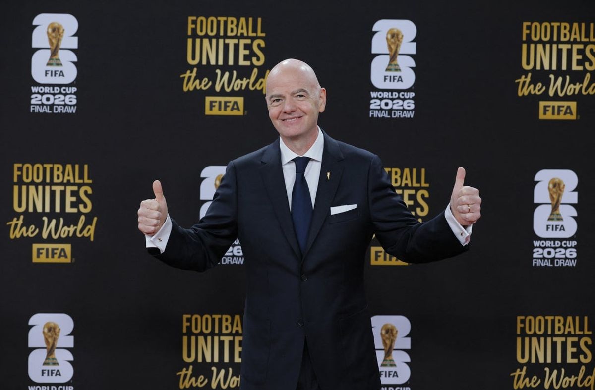 [US, Mexico & Canada customers only] Dec 5, 2025; Washington, District of Columbia, USA; FIFA President Gianni Infantino arrives on the red carpet ahead of the FIFA World Cup 2026 Final Draw at John F. Kennedy Center for the Performing Arts. Mandatory Credit: Brian Snyder-Reuters via Imagn Images