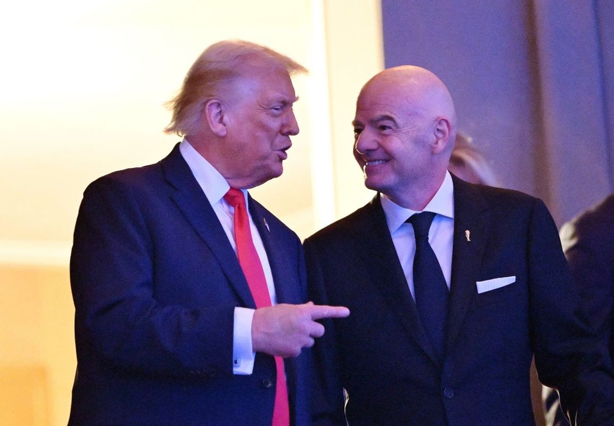 [US, Mexico & Canada customers only] Dec 5, 2025; Washington, District of Columbia, USA; United States of America President Donald Trump and FIFA President Gianni Infantino ahead of the FIFA World Cup 2026 Final Draw at John F. Kennedy Center for the Performing Arts. Mandatory Credit: Mandel Ngan-Reuters via Imagn Images