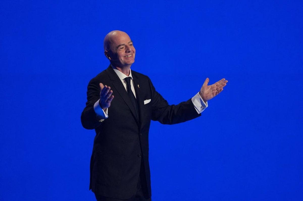 [US, Mexico & Canada customers only] Dec 5, 2025; Washington, District of Columbia, USA; FIFA President Gianni Infantino during the FIFA World Cup 2026 Final Draw at John F. Kennedy Center for the Performing Arts. Mandatory Credit: Stephanie Scarbrough-Reuters via Imagn Images