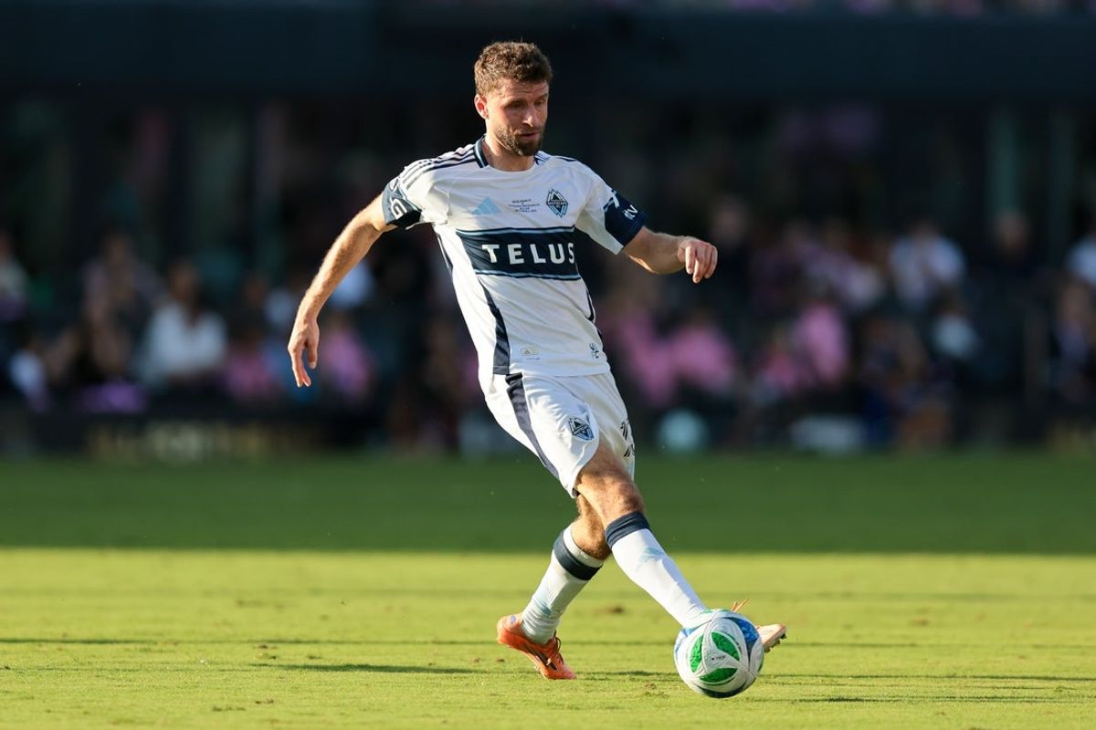 Dec 6, 2025; Fort Lauderdale, Florida, USA; Vancouver Whitecaps FC forward Thomas Muller (13) controls the ball against the Inter Miami in the second half during the 2025 MLS Cup at Chase Stadium. Mandatory Credit: Sam Navarro-Imagn Images