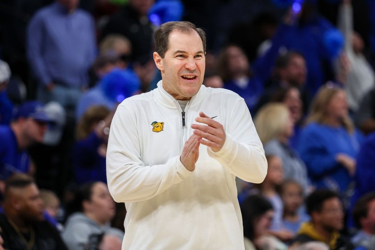 Dec 6, 2025; Memphis, Tennessee, USA; Baylor Bears head coach Scott Drew reacts against the Memphis Tigers during the second half at FedExForum. Mandatory Credit: Wesley Hale-Imagn Images