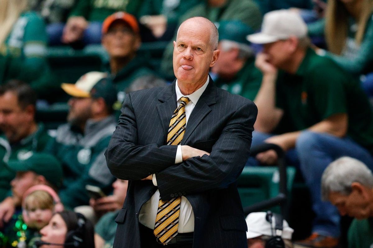 Dec 6, 2025; Fort Collins, Colorado, USA; Colorado Buffaloes head coach Tad Boyle looks on in the first half against the Colorado State Rams at Moby Arena. Mandatory Credit: Isaiah J. Downing-Imagn Images