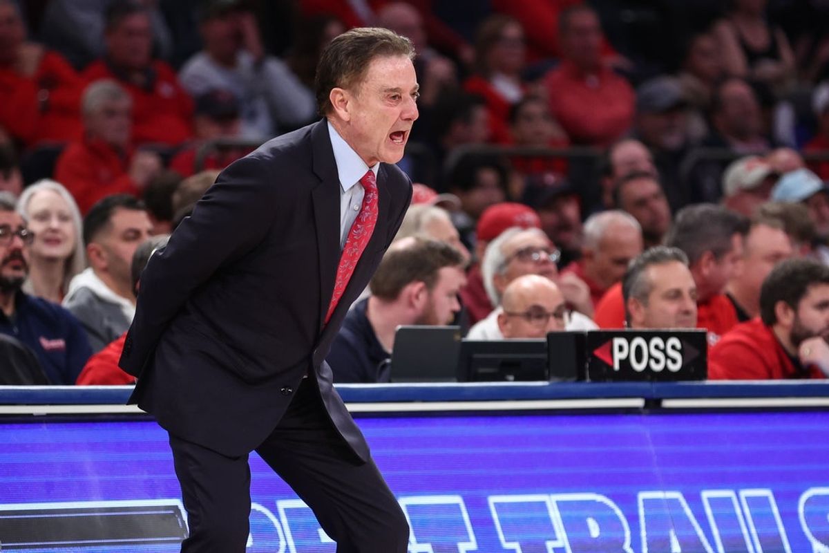 Dec 6, 2025; New York, New York, USA;  St. John's Red Storm head coach Rick Pitino yells out instructions in the first half against the Mississippi Rebels at Madison Square Garden. Mandatory Credit: Wendell Cruz-Imagn Images